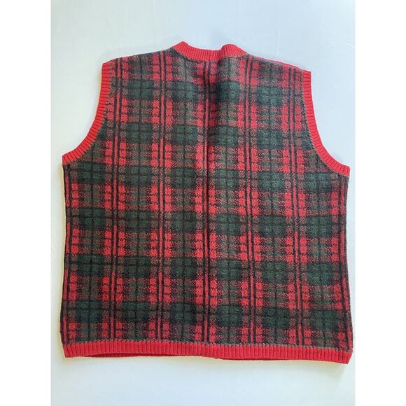 Vintage Eagle’s Eye XMAS Cardigan Sweater Vest Holiday Buttons 100% Wool Size Lg - Picture 6 of 10
